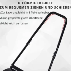 Plænerulle Ø40 cm med U-håndtag – 60 L vand/sand, sort stål 57×40×123 cm