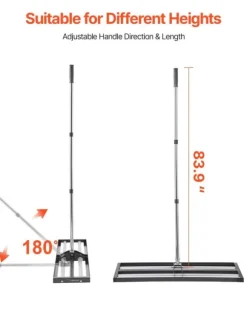 Plæneudjævner - Plæneudjævningsrive - Justerbart Håndtag 213 cm - Plade 91 x 25 cm - Kraftig Stål - Rustbestandig - Arbejdsbesparende - Til Golfgreen | CDON