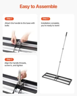 Plæneudjævner - Plæneudjævningsrive - Justerbart Håndtag 213 cm - Plade 91 x 25 cm - Kraftig Stål - Rustbestandig - Arbejdsbesparende - Til Golfgreen | CDON