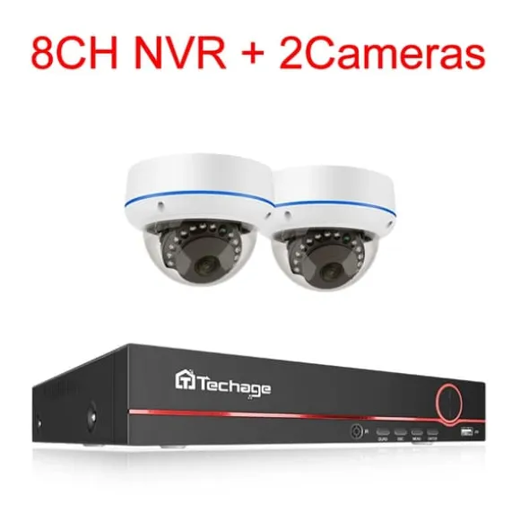 POE Kamera System, H265 Komprimering, Vandalismesikker Design, , 8CH NVR 2 Cameras, 3T(户外运动)