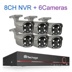 POE Kamera System, 5MP Opløsning, AI Ansigtsgenkendelse, Ingen, 8CH 6 stk Kamera 5MP