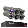 POE Kamera System, 5MP Opløsning, AI Ansigtsgenkendelse, Ingen, 8CH 6 stk Kamera 8MP