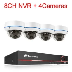 POE NVR CCTV-system, 5MP indendørs dome audio IP-kamera, fjernvideo sikkerhed., , 3T, 8CH NVR and 4 Camera
