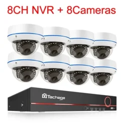 POE NVR CCTV-system, 5MP indendørs dome audio IP-kamera, fjernvideo sikkerhed., , None, 8CH NVR and 8 Camera