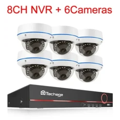 POE NVR CCTV-system, 5MP indendørs dome audio IP-kamera, fjernvideo sikkerhed., , None, 8CH NVR and 6 Camera