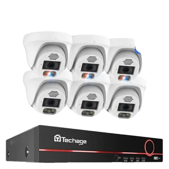 POE Sikkerhedskamera System, 4K Opløsning, Ansigtsgenkendelse, , None, 8CH 6pcs 8MP Cameras
