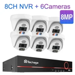 POE Sikkerhedskamera System, 4K Opløsning, Ansigtsgenkendelse, , None, 8CH 6pcs 8MP Cameras