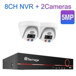 POE Sikkerhedskamera System, 4K Opløsning, Ansigtsgenkendelse, , 3T（户外运动）, 8CH 2pcs 5MP Camera