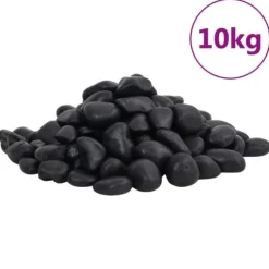 Polerede småsten 10 kg til akvarium og dekoration | Farve: Sort | Størrelse: 2-5 cm