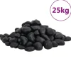 Polerede småsten til akvarium og dekoration - 25 kg | Farve: Sort | Størrelse: 2-5 cm