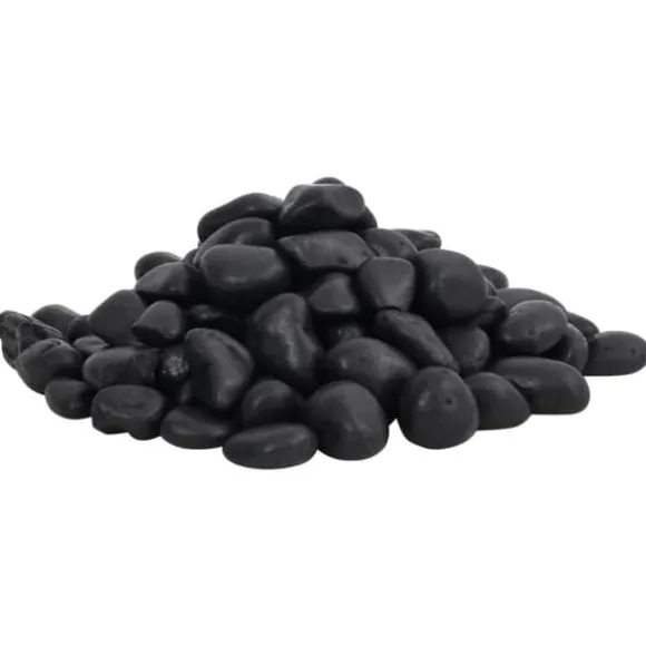 Polerede småsten til akvarium og dekoration - 25 kg | Farve: Sort | Størrelse: 2-5 cm