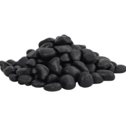 Polerede småsten til akvarium og dekoration - 25 kg | Farve: Sort | Størrelse: 2-5 cm