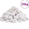 Polerede småsten til akvarier og dekoration | 25 kg | Størrelse: 2-5 cm | Farve: Hvid