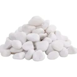 Polerede småsten til akvarier og dekoration | 25 kg | Størrelse: 2-5 cm | Farve: Hvid