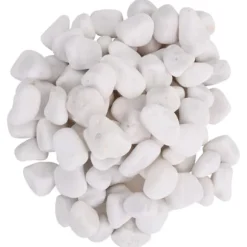 Polerede småsten til akvarier og dekoration | 25 kg | Størrelse: 2-5 cm | Farve: Hvid