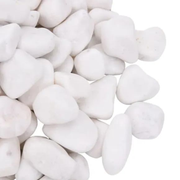 Polerede småsten til akvarier og dekoration | 25 kg | Størrelse: 2-5 cm | Farve: Hvid