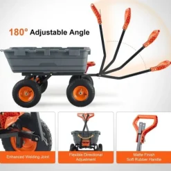 Poly Garden Dump Cart, kraftig yardvogn, 6.48 cu.ft, 1200 lbs, holdbar, alsidig, nem at bruge