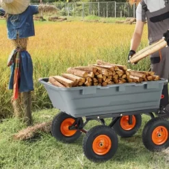 Poly Garden Dump Cart, kraftig yardvogn, 6.48 cu.ft, 1200 lbs, holdbar, alsidig, nem at bruge