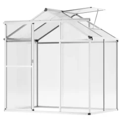 Polycarbonat Drivhus 6 x 4 Ft, Udendørs Walk-in, UV-beskyttelse, robust struktur, nem at samle