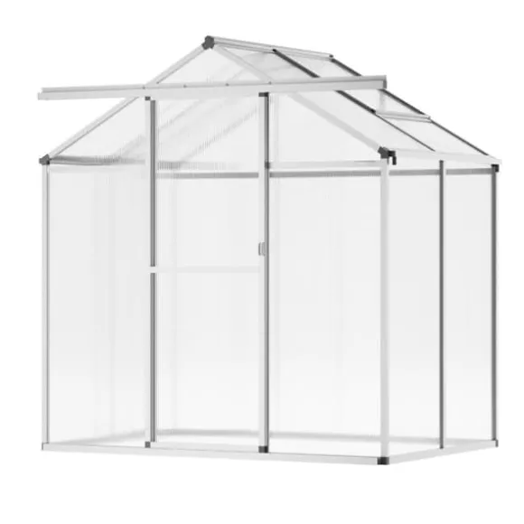 Polycarbonat Drivhus 6 x 4 Ft, Udendørs Walk-in, UV-beskyttelse, robust struktur, nem at samle