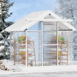 Polycarbonat Drivhus 6 x 4 Ft, Udendørs Walk-in, UV-beskyttelse, robust struktur, nem at samle