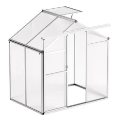 Polycarbonat Drivhus 6 x 4 Ft, Udendørs Walk-in, UV-beskyttelse, robust struktur, nem at samle