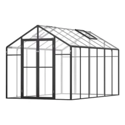 Polycarbonat Drivhus 8 x 12 Ft, Udendørs Walk-in Drivhus, holdbart design, UV-beskyttelse, nem at samle