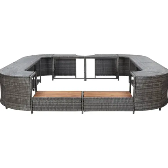 Polyrattan spa-omkrans 268x268x55 cm - Elegant og slidstærk | Farve: Grå