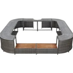 Polyrattan spa-omkrans 268x268x55 cm - Elegant og slidstærk | Farve: Grå