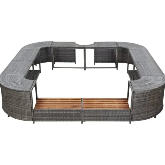 Polyrattan spa-omkrans 268x268x55 cm - Elegant og slidstærk | Farve: Grå