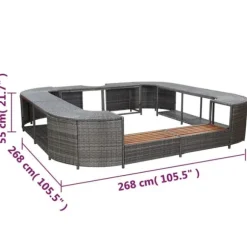 Polyrattan spa-omkrans 268x268x55 cm - Elegant og slidstærk | Farve: Grå