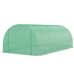 Polytunnel-drivhus med plastikdæksel og stålramme, gåbart drivhustelt med rulledøre, grønt