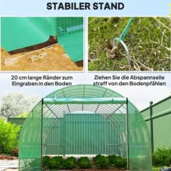 Polytunnel-drivhus med plastikdæksel og stålramme, gåbart drivhustelt med rulledøre, grønt