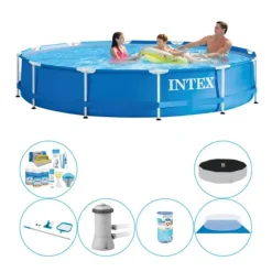 Pool kombi tilbud - Intex Metal Stel Rund 366x76 cm