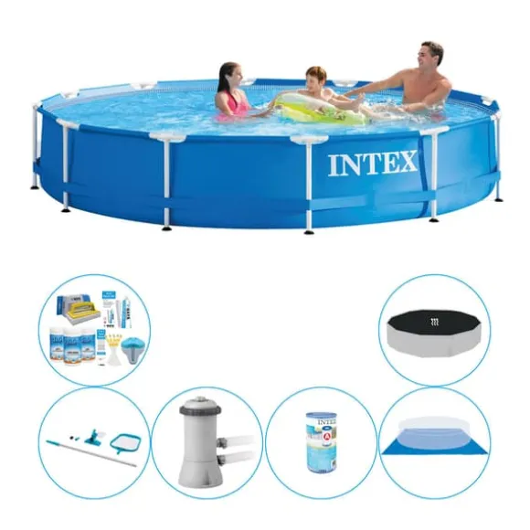 Pool kombi tilbud - Intex Metal Stel Rund 366x76 cm