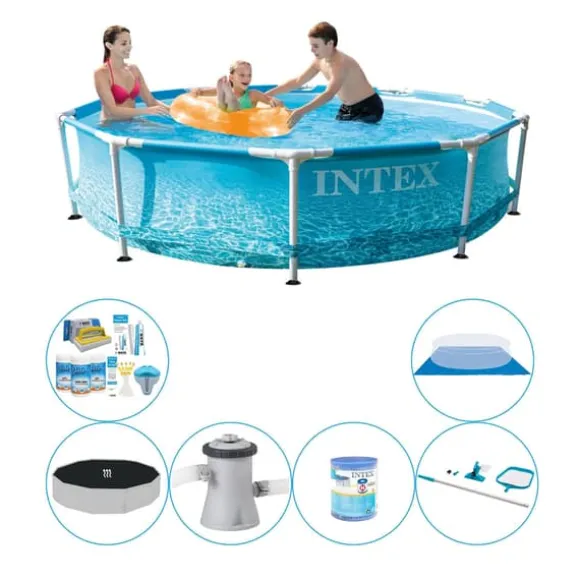 Pool kombi tilbud - Intex Metalramme Rund Strand 305x76 cm