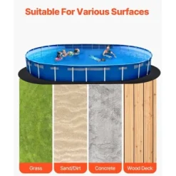 Pool Liner Underlag, Oval, 457x914 cm, Sort, Geotekstil Materiale