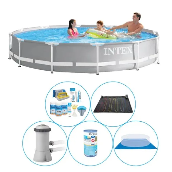 Pool plus tilbehør - 6 stk - Intex Prisme Ramme Rund 366x76 cm