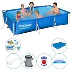 Pool plus tilbehør - Bestway Steel Pro Rectangular 300x201x66 cm
