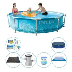 Pool plus tilbehør - Intex Metalramme Rund Strand 305x76 cm