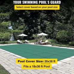 Pool sikkerhedsafdækning 18x36FT rektangulær til indendørs swimmingpool. Robust grønt net for vinterbeskyttelse og sikkerhed.