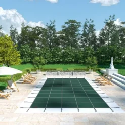 Pool sikkerhedsafdækning 18x36FT rektangulær til indendørs swimmingpool. Robust grønt net for vinterbeskyttelse og sikkerhed.