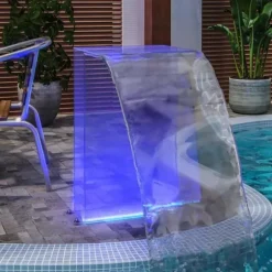 Poolfontæne med RGB LED-lys - Akrylvandfald til pool og havedam | Højde: 51 cm