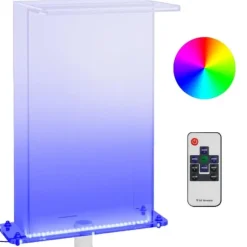 Poolfontæne med RGB LED-lys - Akrylvandfald til pool og havedam | Højde: 51 cm