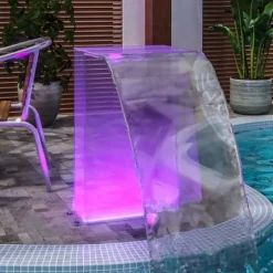Poolfontæne med RGB LED-lys - Akrylvandfald til pool og havedam | Højde: 51 cm