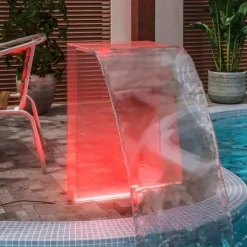 Poolfontæne med RGB LED-lys - Akrylvandfald til pool og havedam | Højde: 51 cm