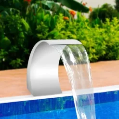 Poolvandfald - Vandfaldsblad - Metal - Kaskadeffekt - Til Swimmingpool - Sølv