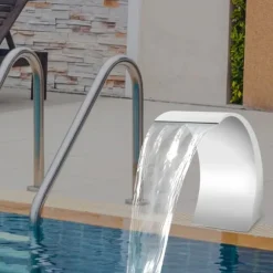 Poolvandfald - Vandfaldsblad - Metal - Kaskadeffekt - Til Swimmingpool - Sølv