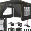 Pop Up Telt, Vandtæt Design, Justerbar Højde,Sort, 3x3M