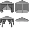 Pop up-pavillon 6 sidevægge sekskantet 3,6x3,1 m grå - Telt - Telte - Home & Living